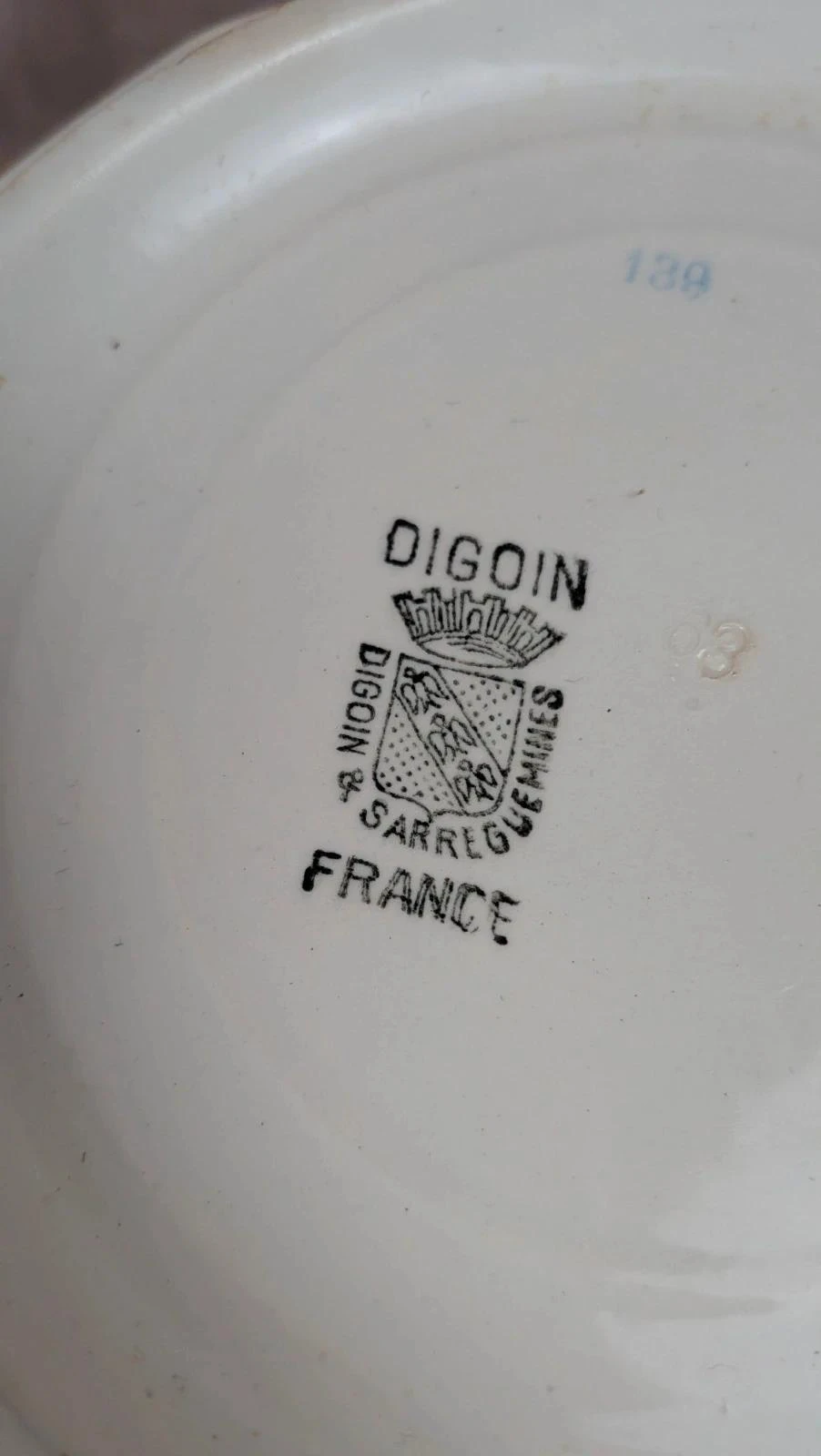 Ongeëvenaarde set Digoin Sarreguemines –borden & bloemige saladekom oud – photo 8